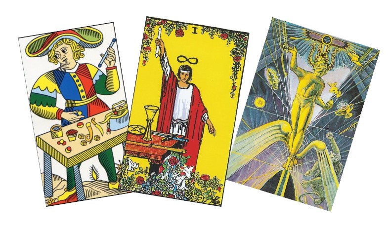 le-magician-marseille-rider-thoth La carte du Magicien dans le Tarot de Marseille, Rider-Waite-Smith et le Thoth