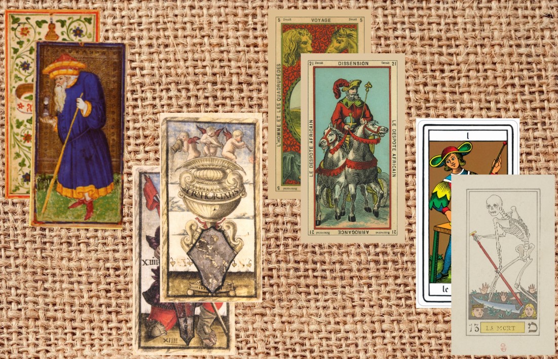 Quelques tarots traditionnels: Visconti-Sforza, Sola Busca, Etteilla et Oswald Wirth