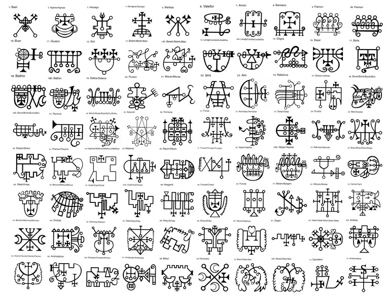 72-sigils-goetia Les 72 sigils de la Goetia dans le Clavicule de Solomon