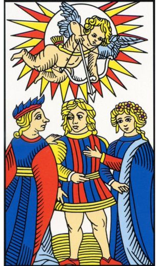 amoureux-tarot-marseille La carte des Amoureux dans le Tarot de marseille