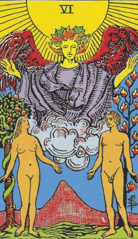 amoureux-tarot-rider-waite-smith La carte des Amoureux dans le Tarot Rider-Waite-Smith